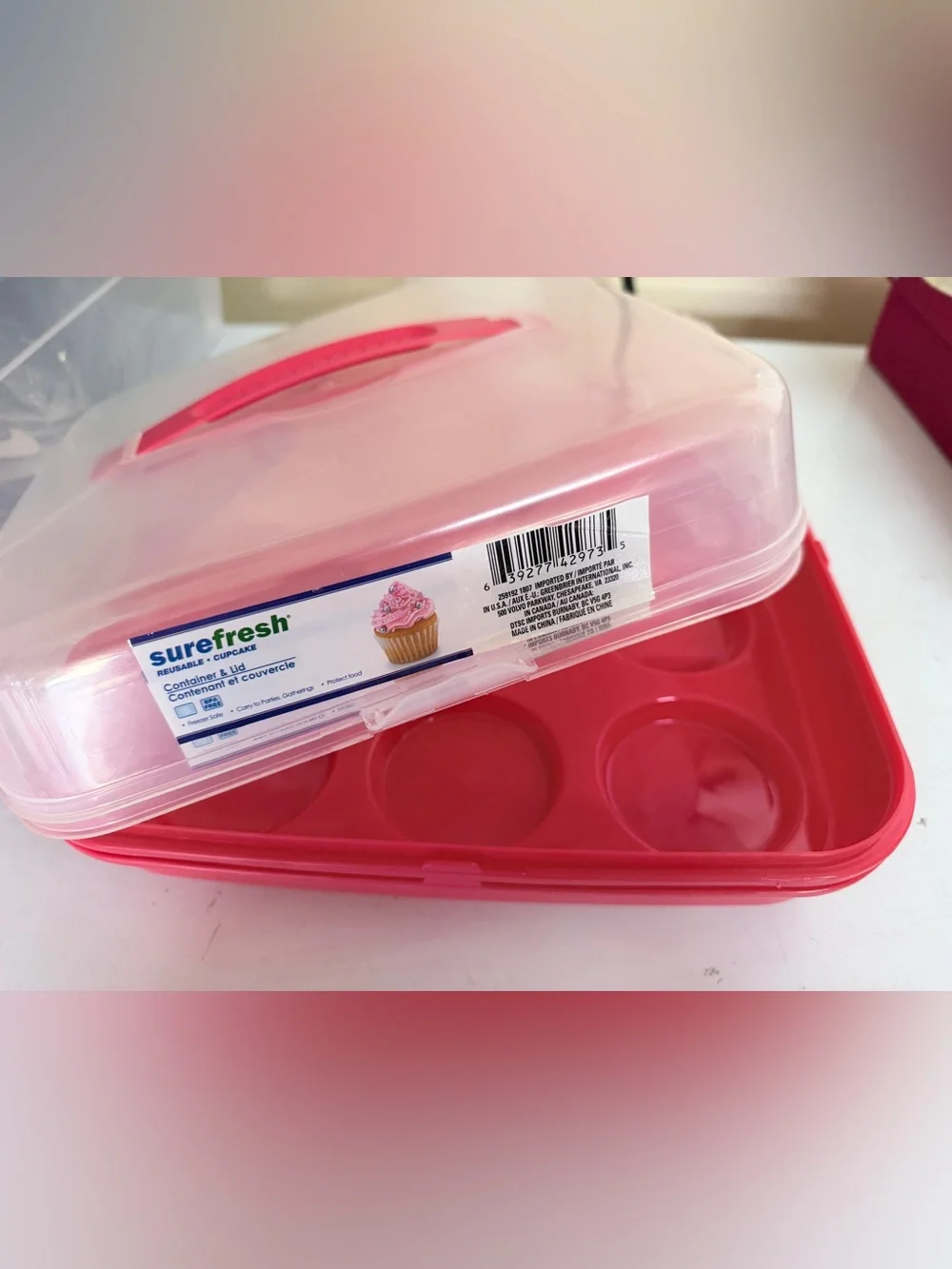 Pink Cupcake Carrier with Clear Lid set of 2